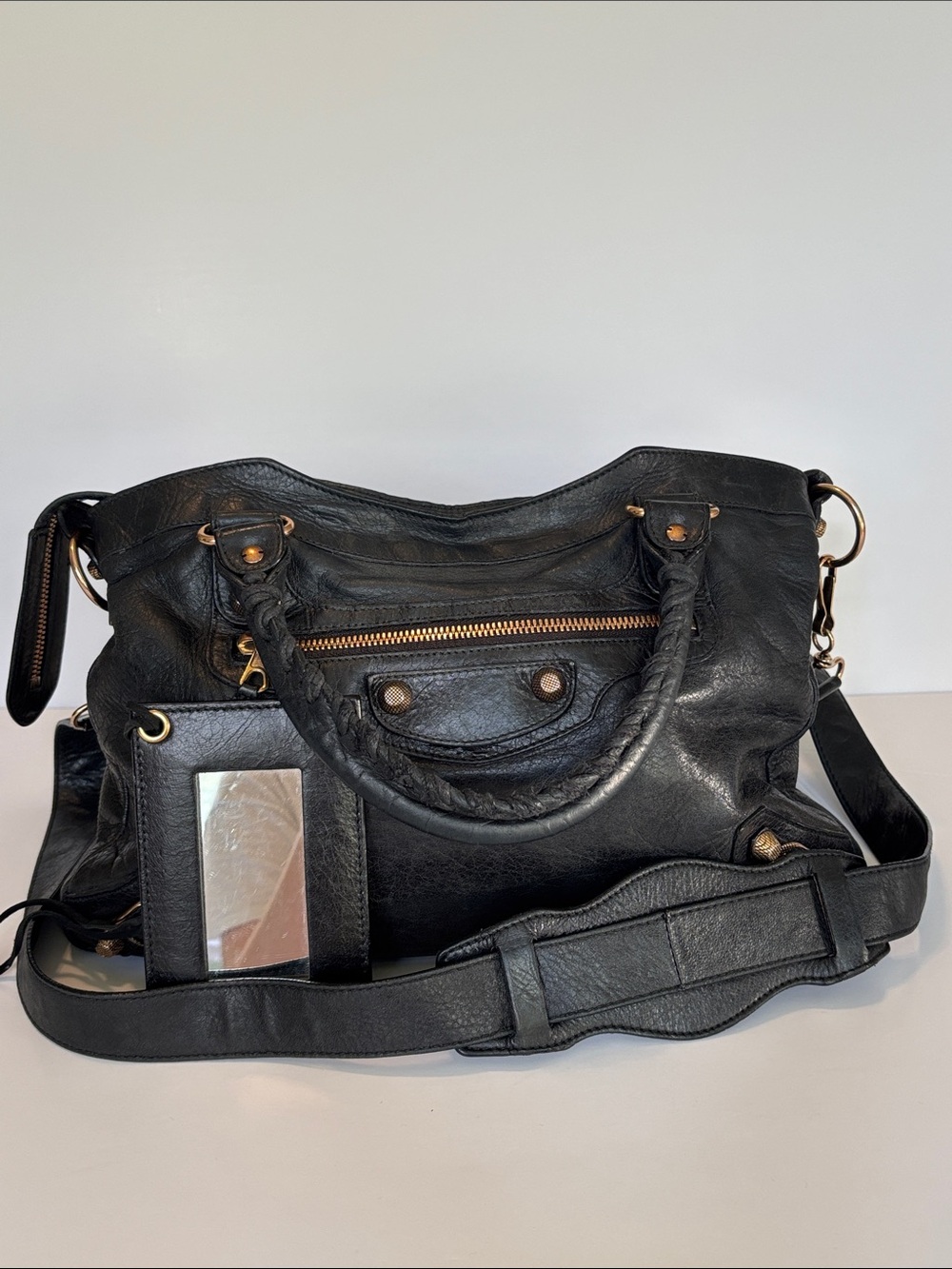 BALENCIAGA Vintage Town Bag in Black with Rose Gold Hardware